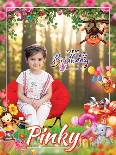 thumbnail Kids Birthday PSD Template 4x3 Feet Editable Banner Design